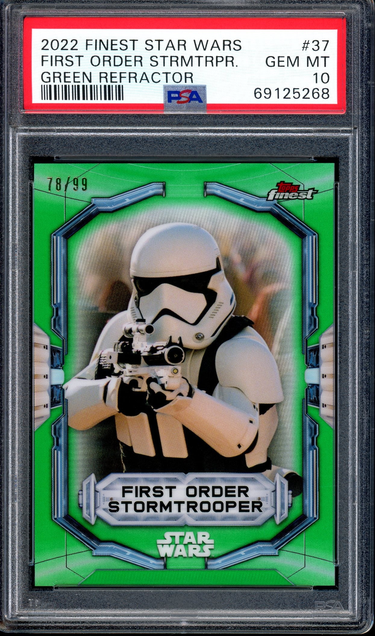 2022 Topps Finest Star Wars Green Refractor First Order Stormtrooper /99 #37 PSA 10 GEM MINT