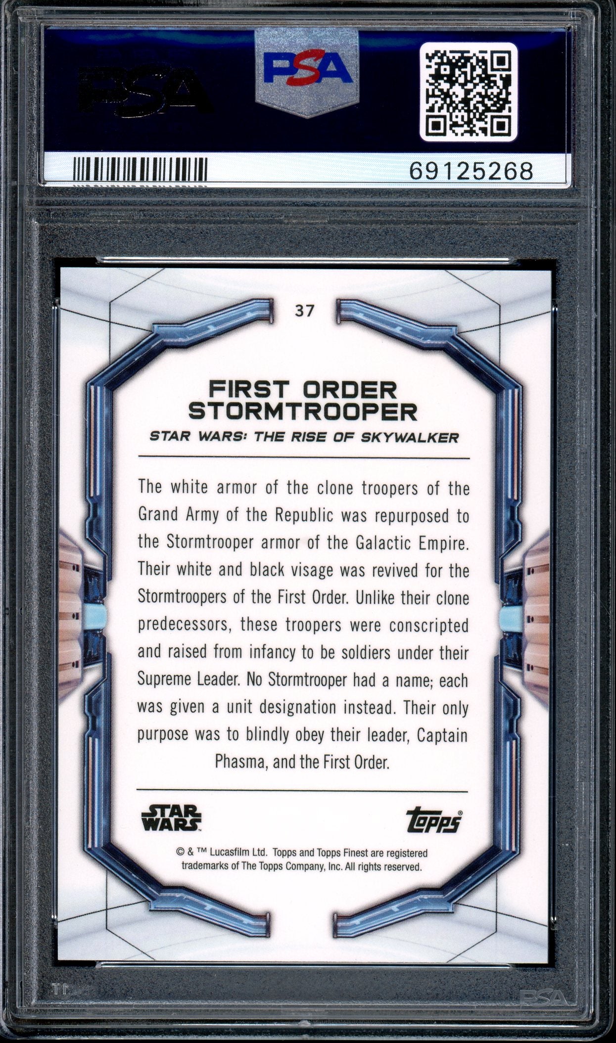 2022 Topps Finest Star Wars Green Refractor First Order Stormtrooper /99 #37 PSA 10 GEM MINT