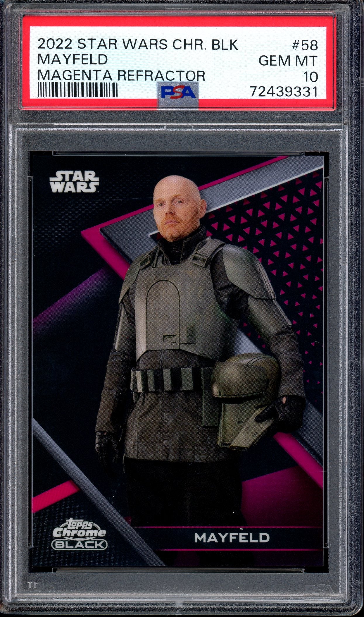 2022 Topps Chrome Black Star Wars Magenta Refractor Mayfeld /5 #58 PSA 10 GEM MINT