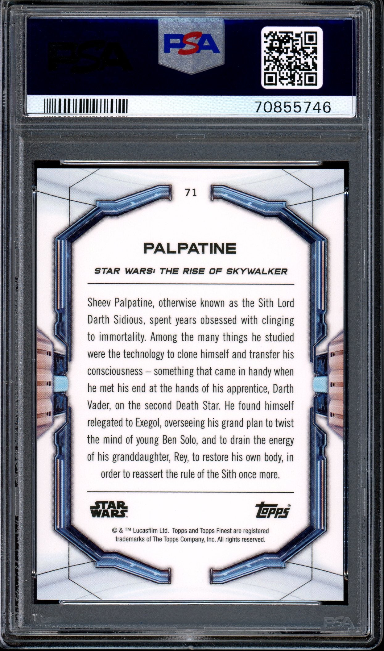 2022 Topps Finest Star Wars Gold Refractor Palatine /50 #71 PSA 9 MINT