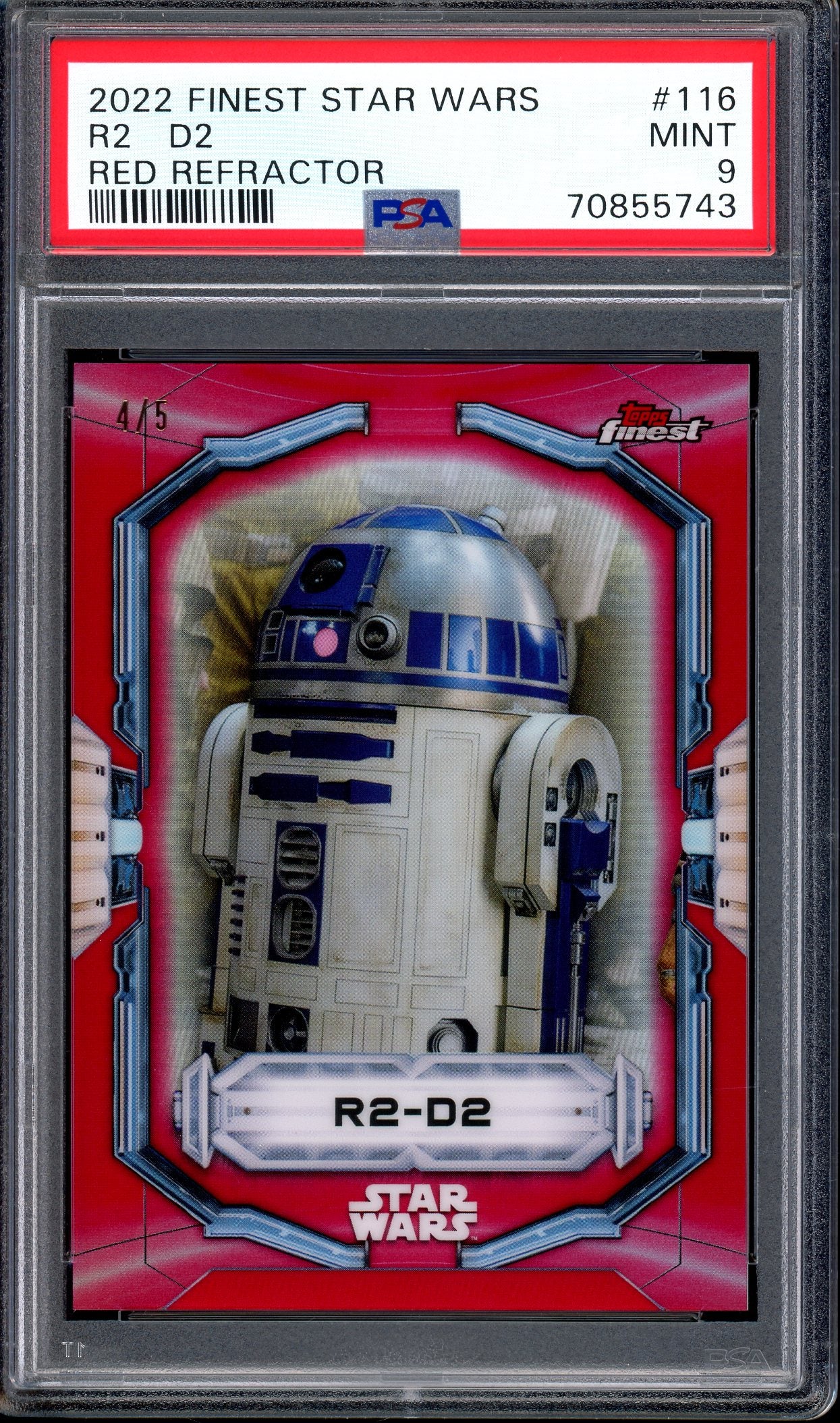 2022 Topps Finest Star Wars Red Refractor R2-D2 /5 #116 PSA 9 MINT