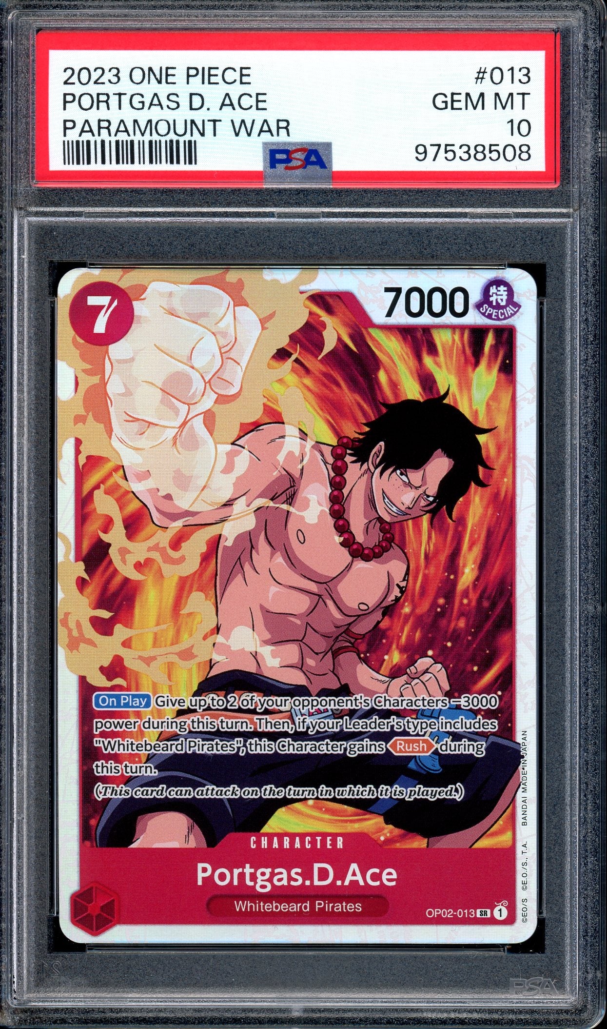 2023 One Piece Paramount War Portgas D. Ace #13 PSA 10 GEM MINT