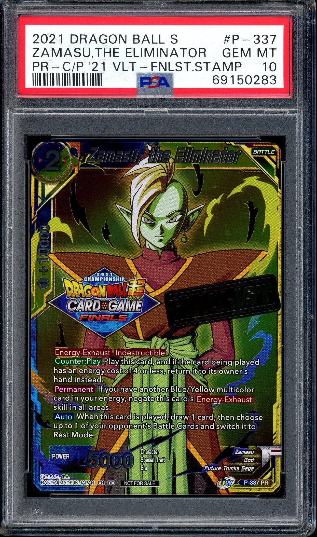 2021 Dragon Ball Super Tournament Pack Finalist Zamasu, the Eliminator PSA 10 GEM MINT