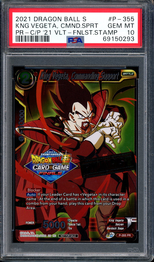 2021 Dragon Ball Super Tournament Pack Finalist King Vegeta, Commanding Support PSA 10 GEM MINT