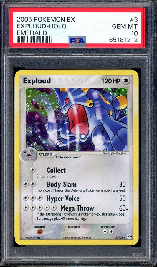 2005 Pokémon EX Emerald Exploud-Holo #3 PSA 10 GEM MINT