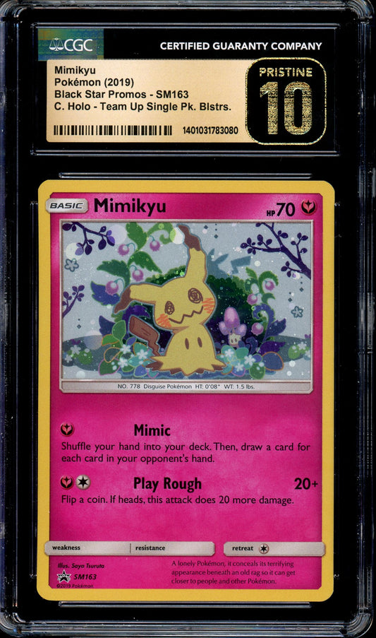 2019 Pokémon S&M Black Star Promo Mimikyu-Holo #163 CGC 10 PRISTINE