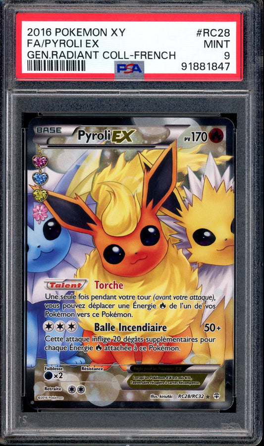 2016 Pokémon French XY Generation Radiant Collection Full Art Pyroli EX #RC28 PSA 9 MINT