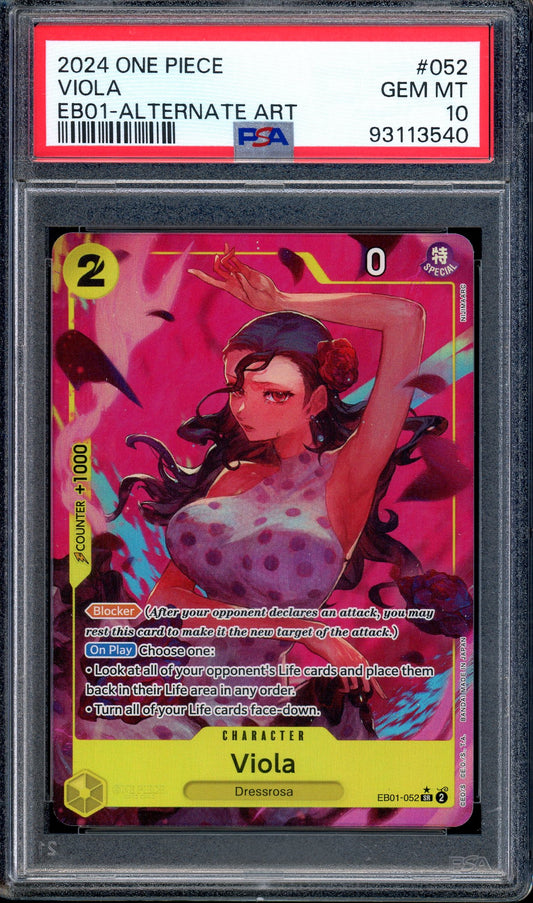 2024 One Piece EB01 Alternate Art Viola #52 PSA 10 GEM MINT