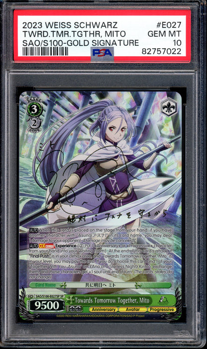 2023 Weiss Schwarz Anime SAO 10th Anniversary Towards Tomorrow Together, Mito SP PSA 10 GEM MINT