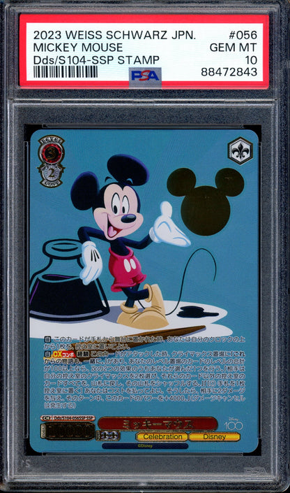 2023 Weiss Schwarz Japanese Disney 100 SSP Stamp Mickey Mouse #56 PSA 10 GEM MINT