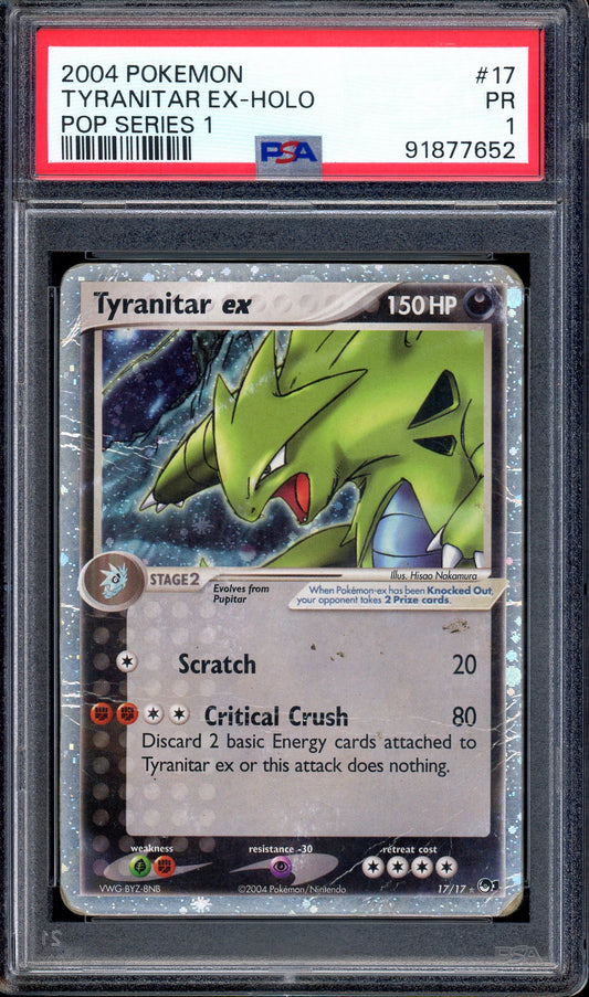 2004 Pokémon Pop Series 1 Tyranitar EX-Holo #17 PSA 1 POOR