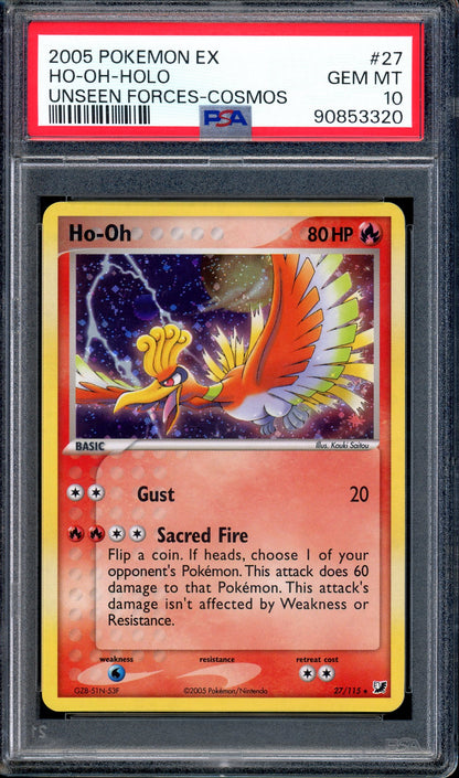 2005 Pokémon EX Unseen Forces Cosmos Ho-Oh Holo #27 PSA 10 GEM MINT