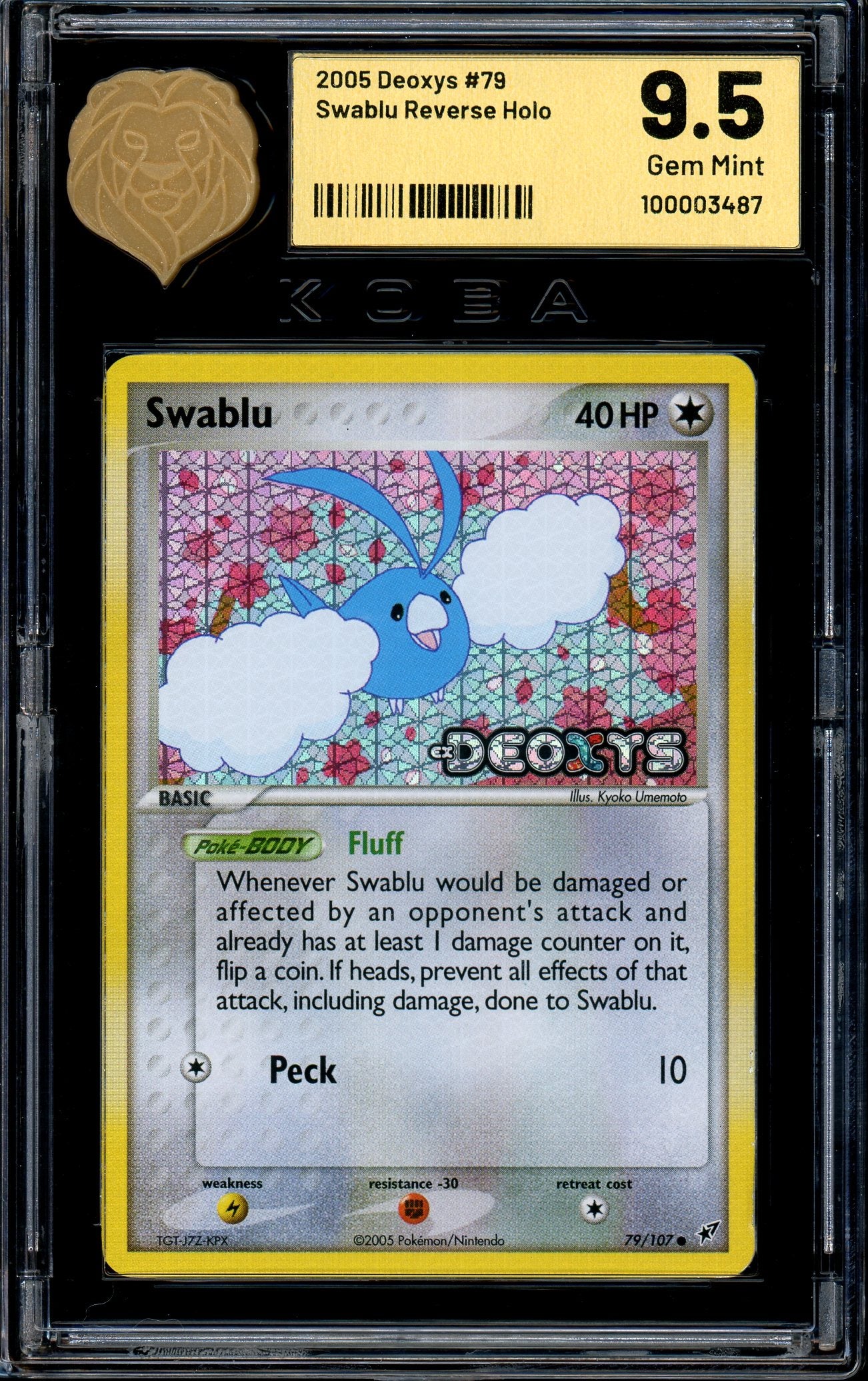 2005 Pokémon EX Deoxys Swablu-Reverse Foil #79 KOBA 9.5 GEM MINT