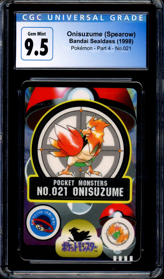 1998 Pokémon Pocket Monsters Sealdass Onisuzume Spearow #21 CGC 9.5 GEM MINT