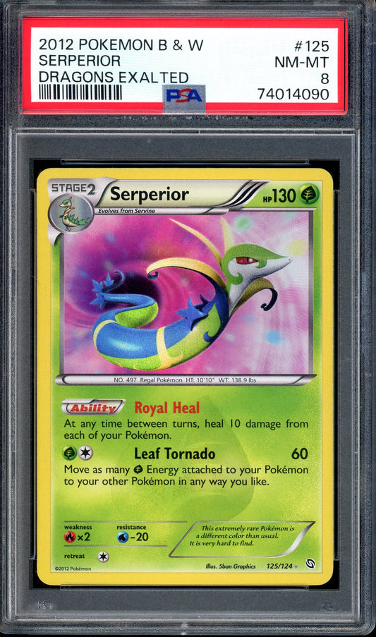 2012 Pokémon Black & White Dragons Exalted Serperior #125 PSA 8 NM-MT