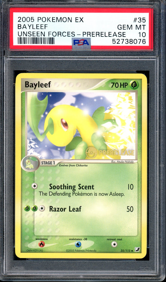 2005 Pokémon EX Unseen Forces Prerelease Bayleef #35 PSA 10 GEM MINT