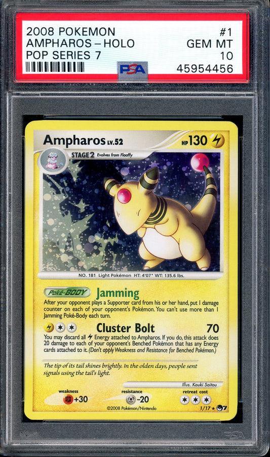 2008 Pokémon Pop Series 7 Ampharos-Holo #1 PSA 10 GEM MINT