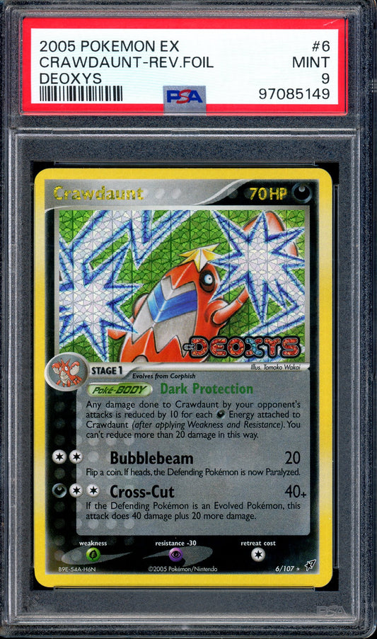 2005 Pokémon EX Deoxys Crawdaunt-Reverse Foil #6 PSA 9 MINT