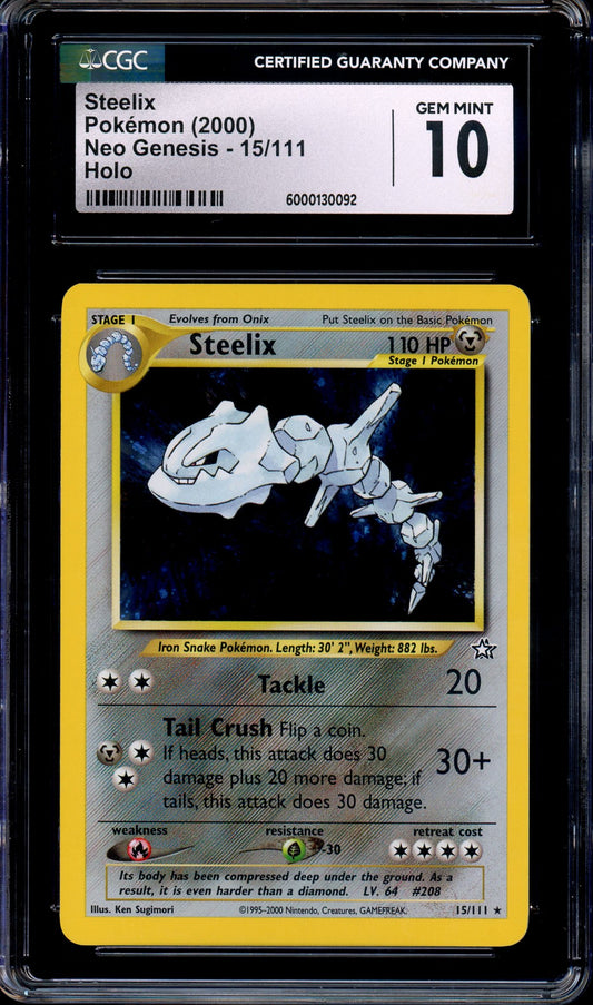 2000 Pokémon Neo Genesis Steelix-Holo #15 CGC 10 GEM MINT