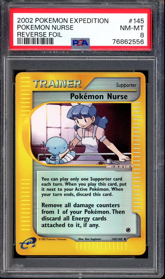 2002 Pokémon Expedition Pokemon Nurse-Reverse Foil #145 PSA 8 NM-MT