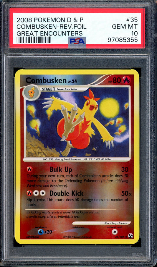 2008 Pokémon D&P Great Encounters Combusken-Reverse Foil #35 PSA 10 GEM MINT