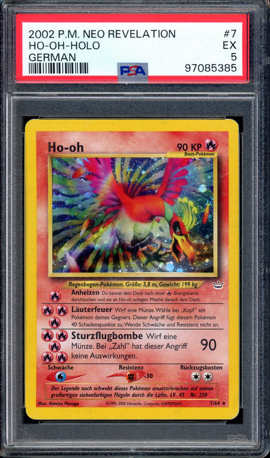 2002 Pokémon German Neo Revelations Ho-Oh Holo #7 PSA 5 EX