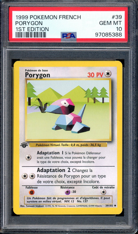 1999 Pokémon French 1st Edition Porygon #39 PSA 10 GEM MINT