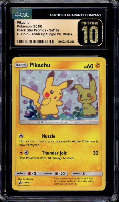 2019 Pokémon S&M Black Star Promo Pikachu-Holo #162 CGC 10 PRISTINE