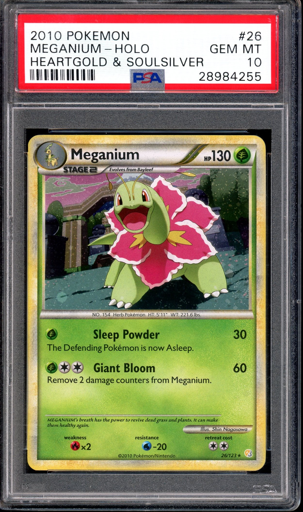 2010 Pokémon Heartgold & Soulsilver Meganium-Holo #26 PSA 10 GEM MINT