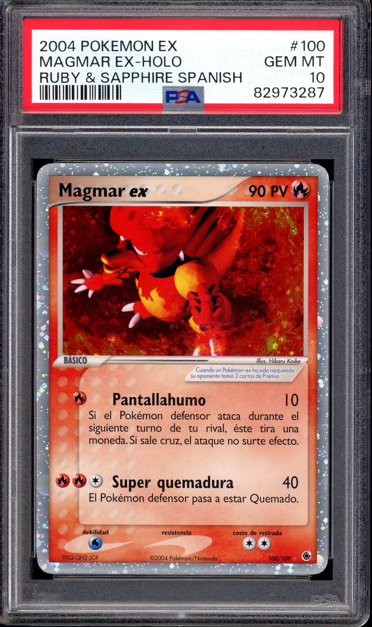 2004 Pokémon Spanish EX Ruby & Sapphire Magmar EX-Holo #100 PSA 10 GEM MINT