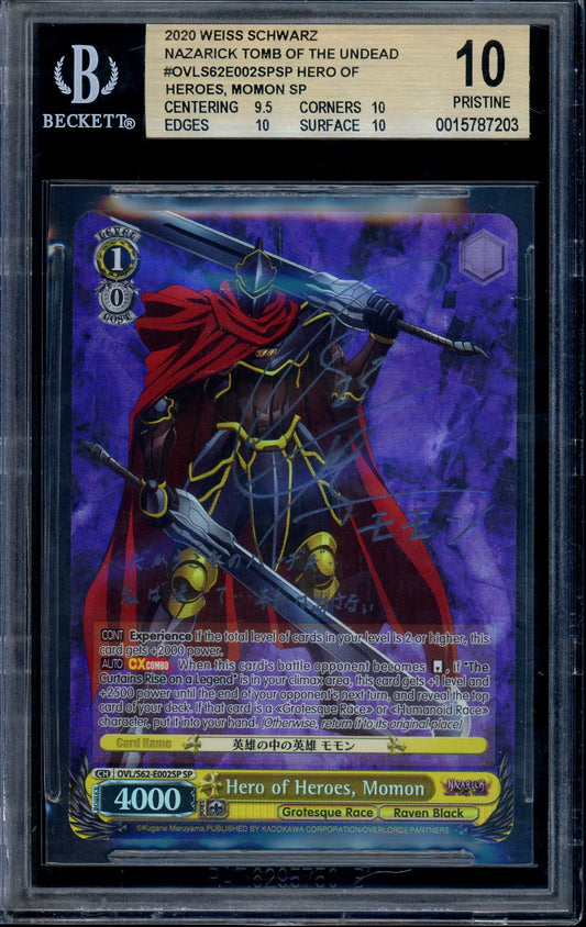 2020 Weiss Schwarz Nazarick: Tomb of the Undead Silver Signature Hero of Heroes, Momon SP BGS 10 PRISTINE