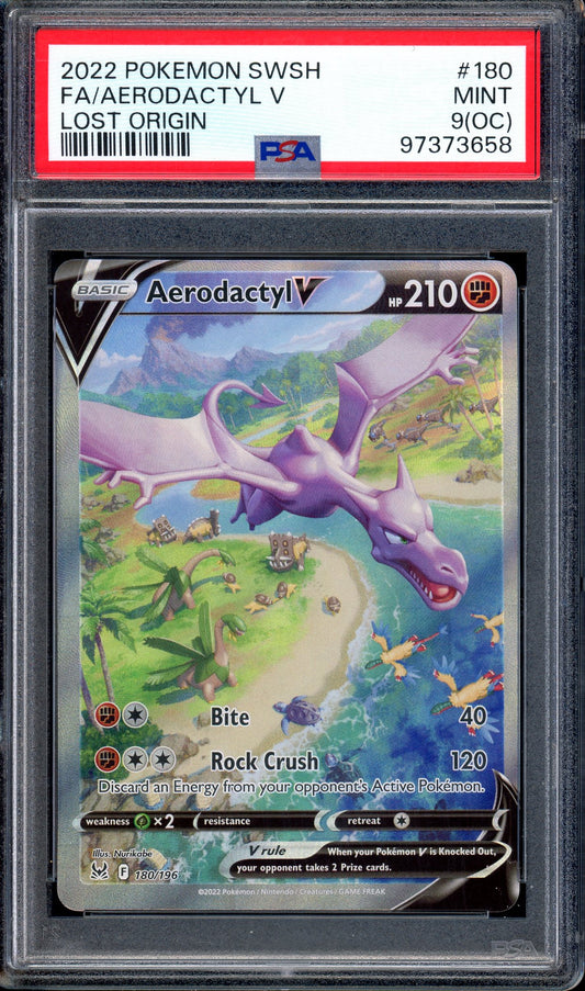 2022 Pokémon SWSH Lost Origin Full Art Aerodactyl V #180 PSA 9 OC MINT