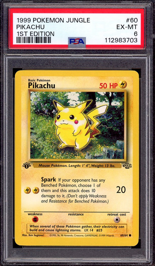 1999 Pokémon Jungle 1st Edition Pikachu #60 PSA 6 EX-MT
