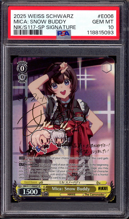 2025 Weiss Schwarz Nikke SP Signature Mica Snow Buddy #E006 PSA 10 GEM MINT