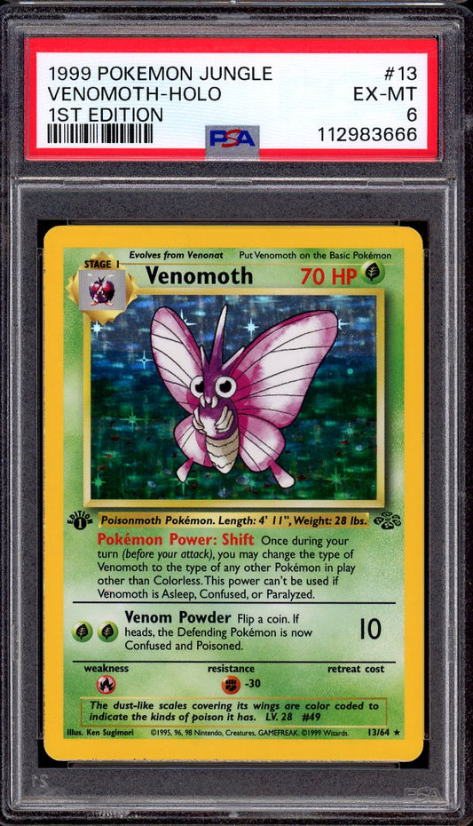 1999 Pokémon Jungle 1st Edition Venomoth-Holo #13 PSA 6 EX-MT