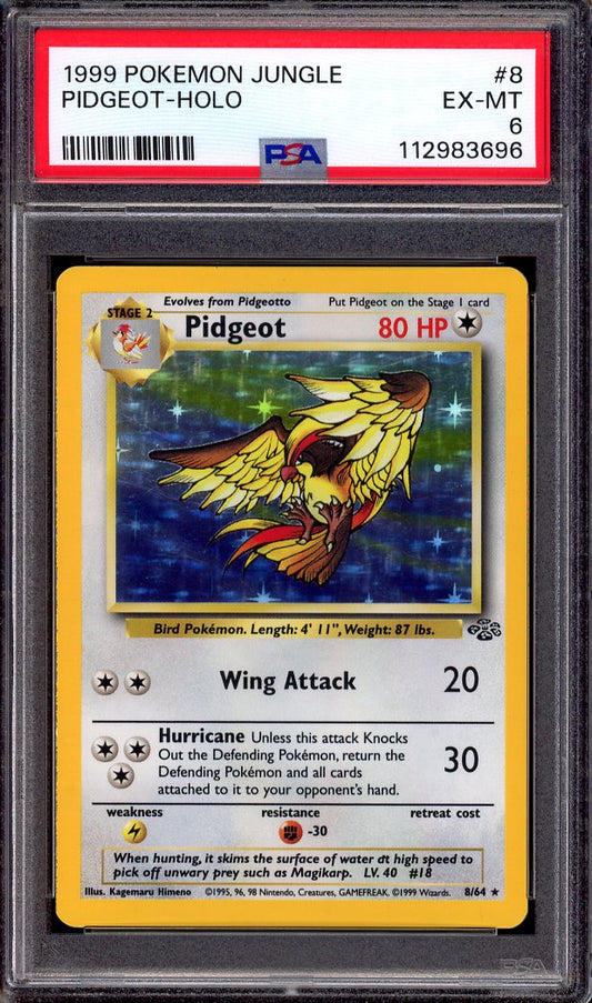 1999 Pokémon Jungle Pidgeot-Holo #8 PSA 6 EX-MT