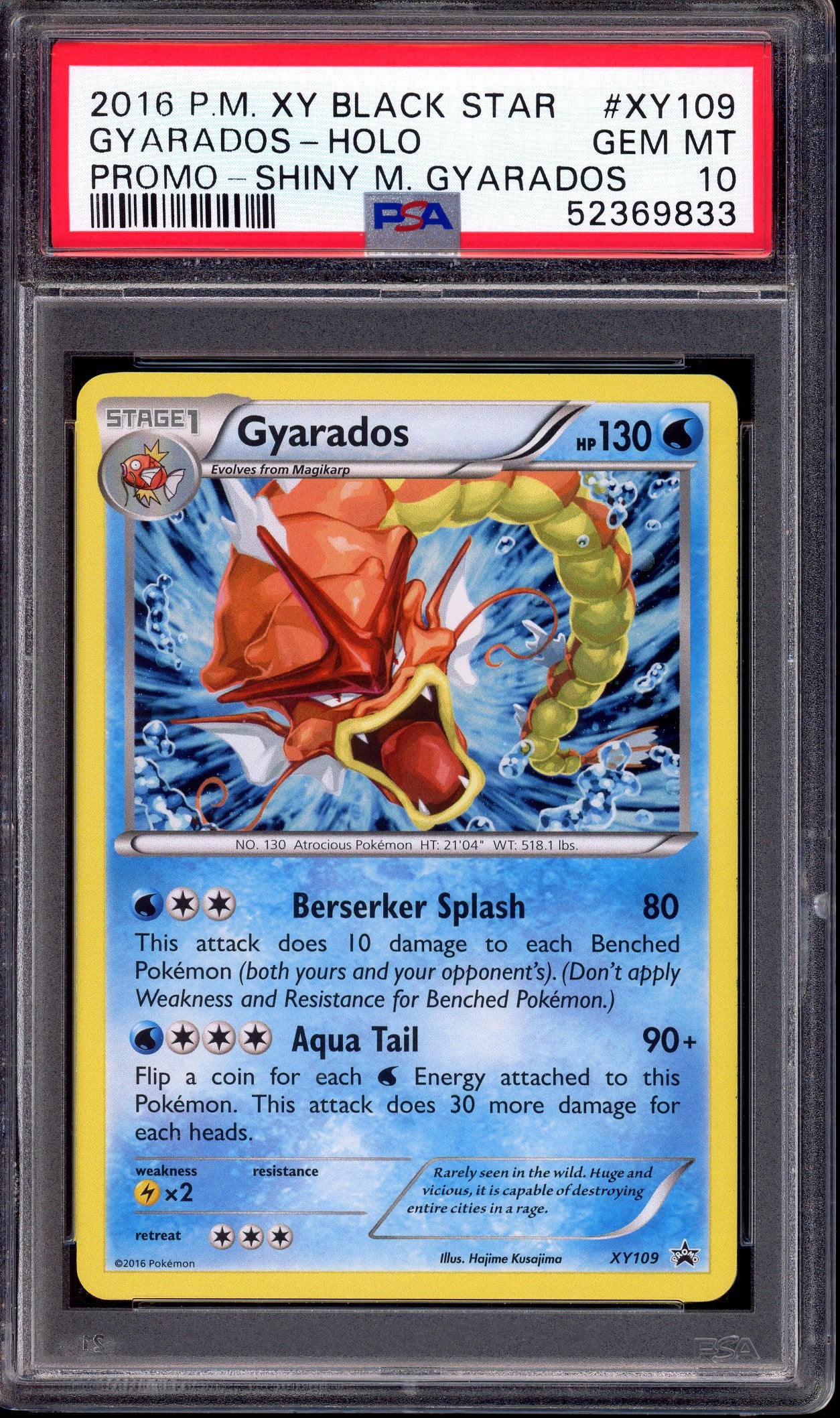 2016 Pokémon XY Black Star Promo Gyarados-Holo #XY109 PSA 10 GEM MINT