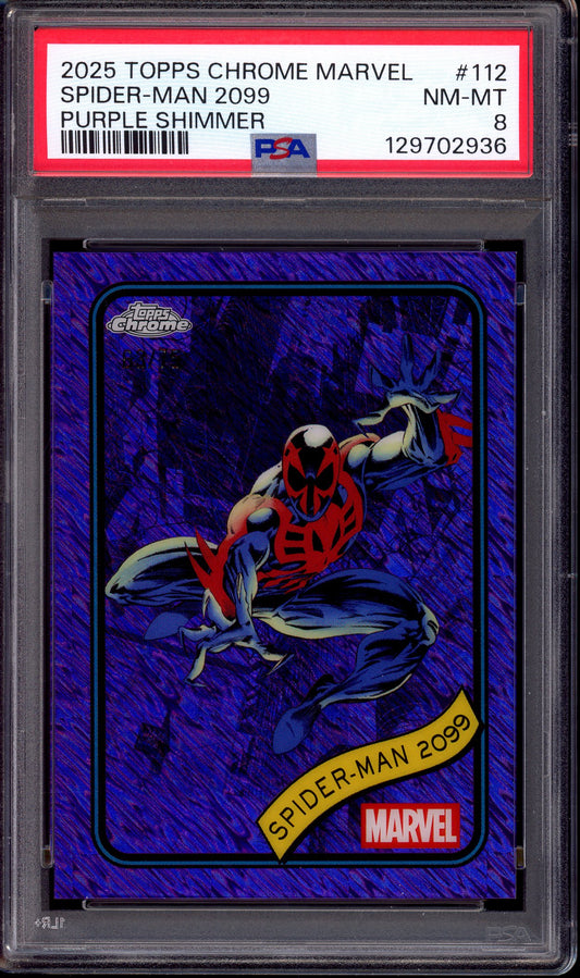 2025 Topps Chrome Marvel Purple Shimmer Spider-Man 2099 /75 #112 PSA 8 NM-MT