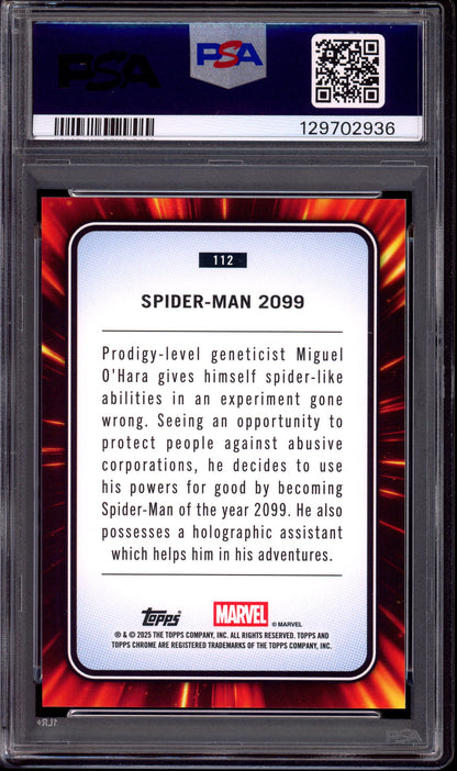 2025 Topps Chrome Marvel Purple Shimmer Spider-Man 2099 /75 #112 PSA 8 NM-MT