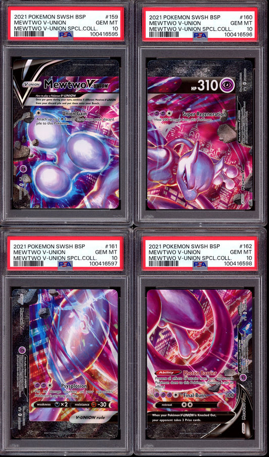 2021 Pokémon SWSH Black Star Promo Mewtwo V-Union Sequential Set PSA 10 GEM MINT