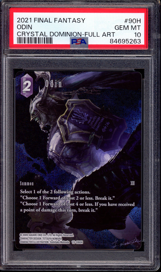2021 Final Fantasy Crystal Dominion Full Art Odin #90H PSA 10 GEM MINT