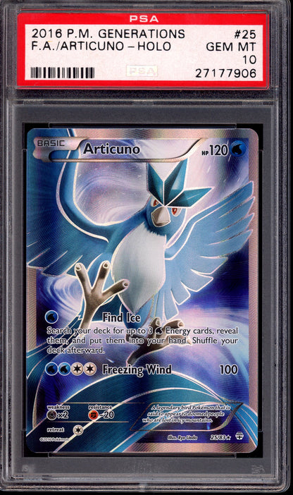 2016 Pokémon XY Generations Full Art Articuno-Holo #25 PSA 10 GEM MINT