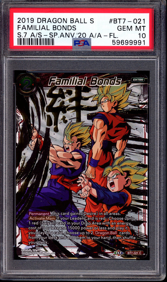 2019 Dragon Ball Super Anniversary Box Alternate Art Familial Bond #BT7-021 PSA 10 GEM MINT