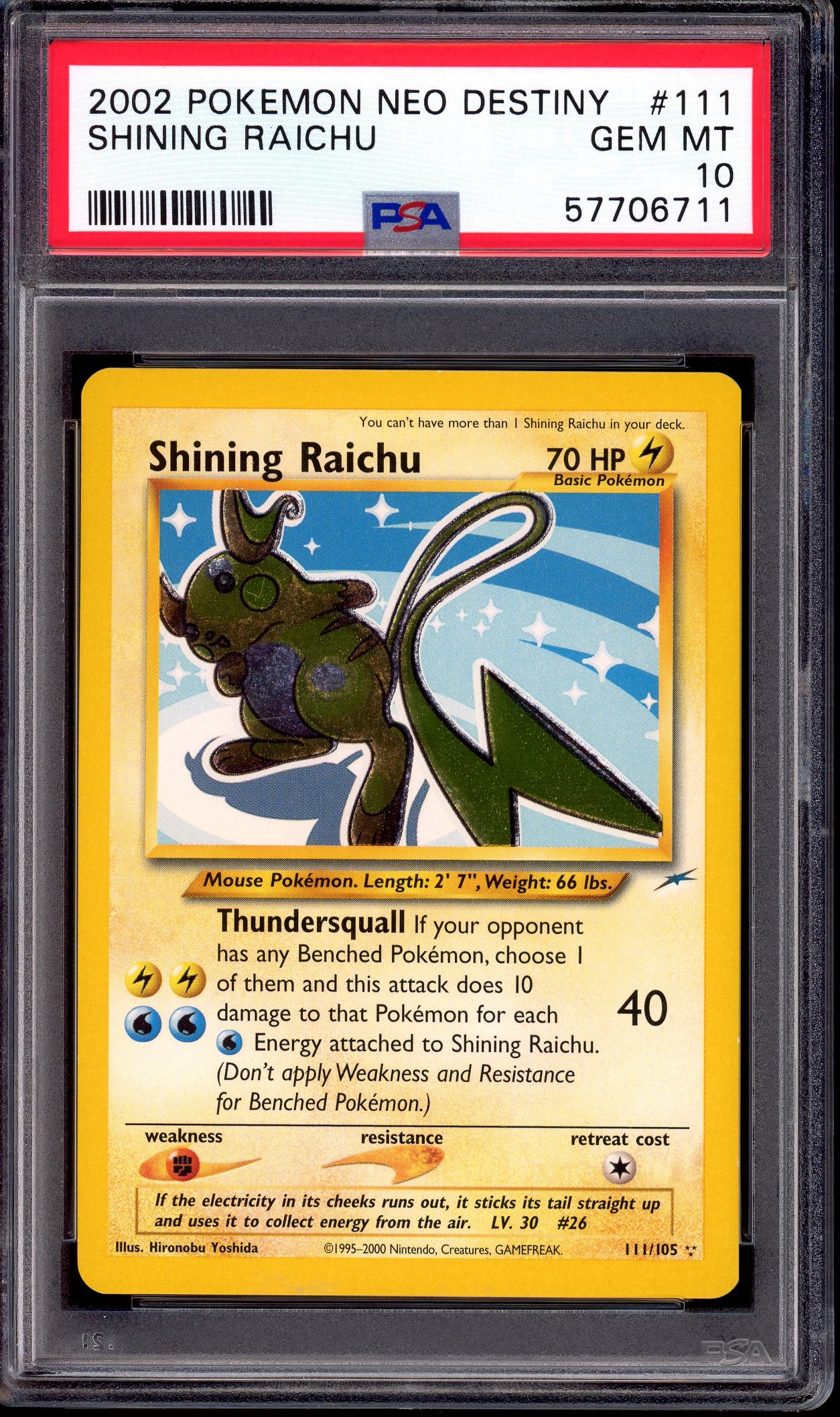 2002 Pokémon Neo Destiny Shining Raichu #111 PSA 10 GEM MINT