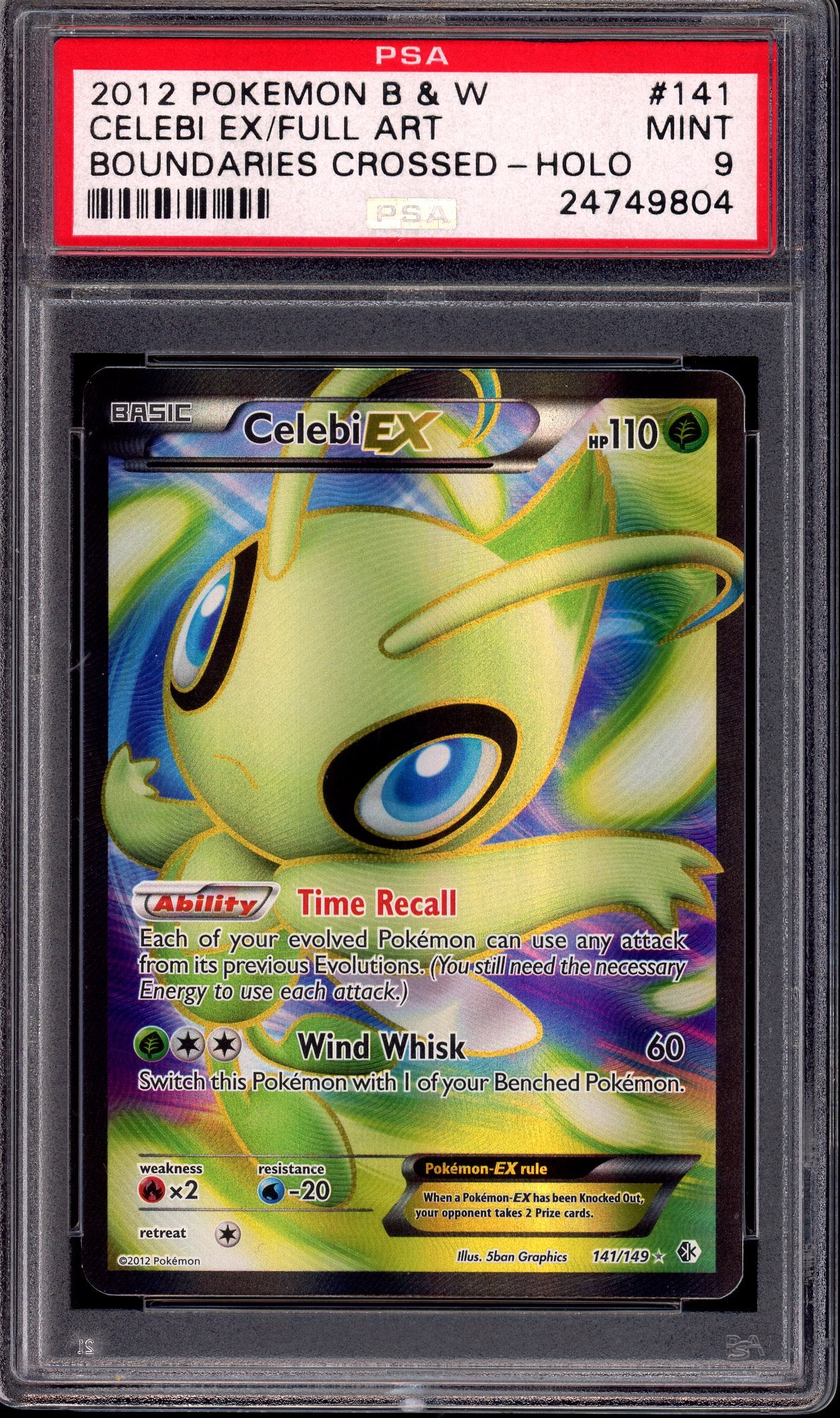 2012 Pokémon Black & White Boundaries Crossed Full Art Celebi EX-Holo #141 PSA 9 MINT