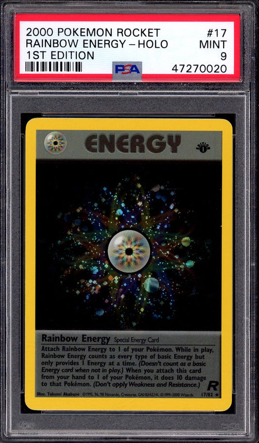 2000 Pokémon Rocket 1st Edition Rainbow Energy-Holo #17 PSA 9 MINT