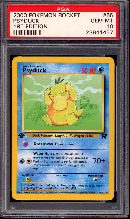 2000 Pokémon Rocket 1st Edition Psyduck #65 PSA 10 GEM MINT