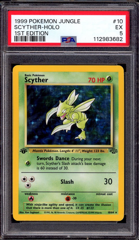1999 Pokémon Jungle 1st Edition Scyther-Holo #10 PSA 5 EX
