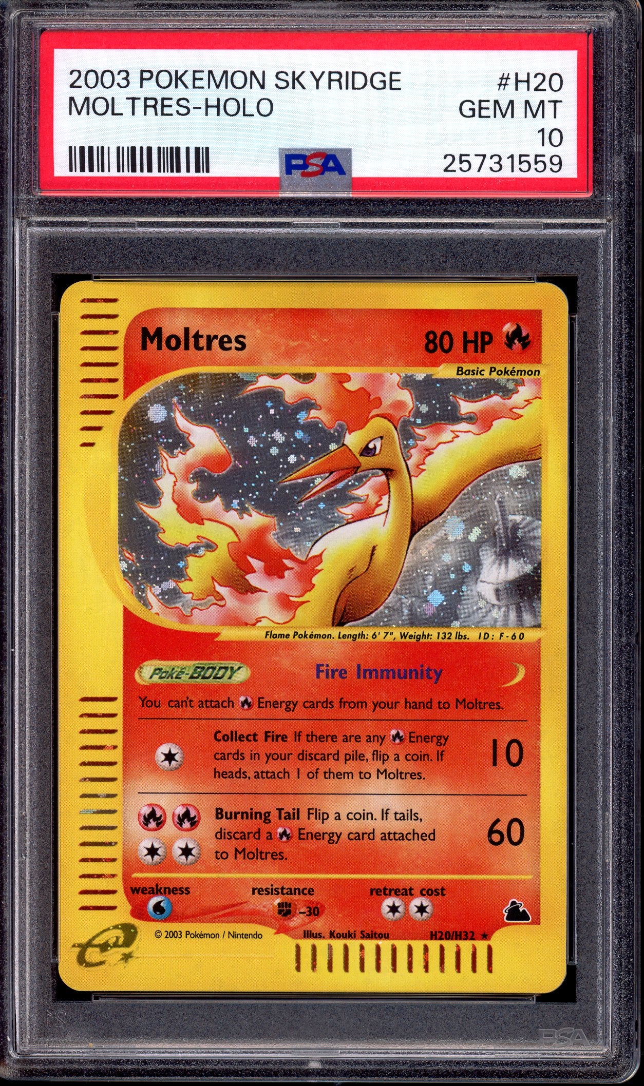 2003 Pokémon Skyridge Moltres-Holo #H20 PSA 10 GEM MINT