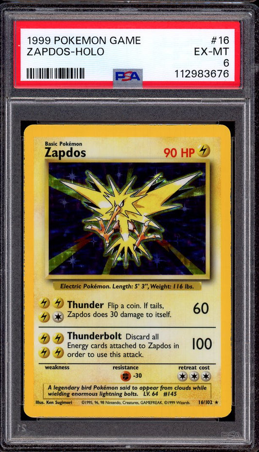1999 Pokémon Game Zapdos-Holo #16 PSA 6 EX-MT